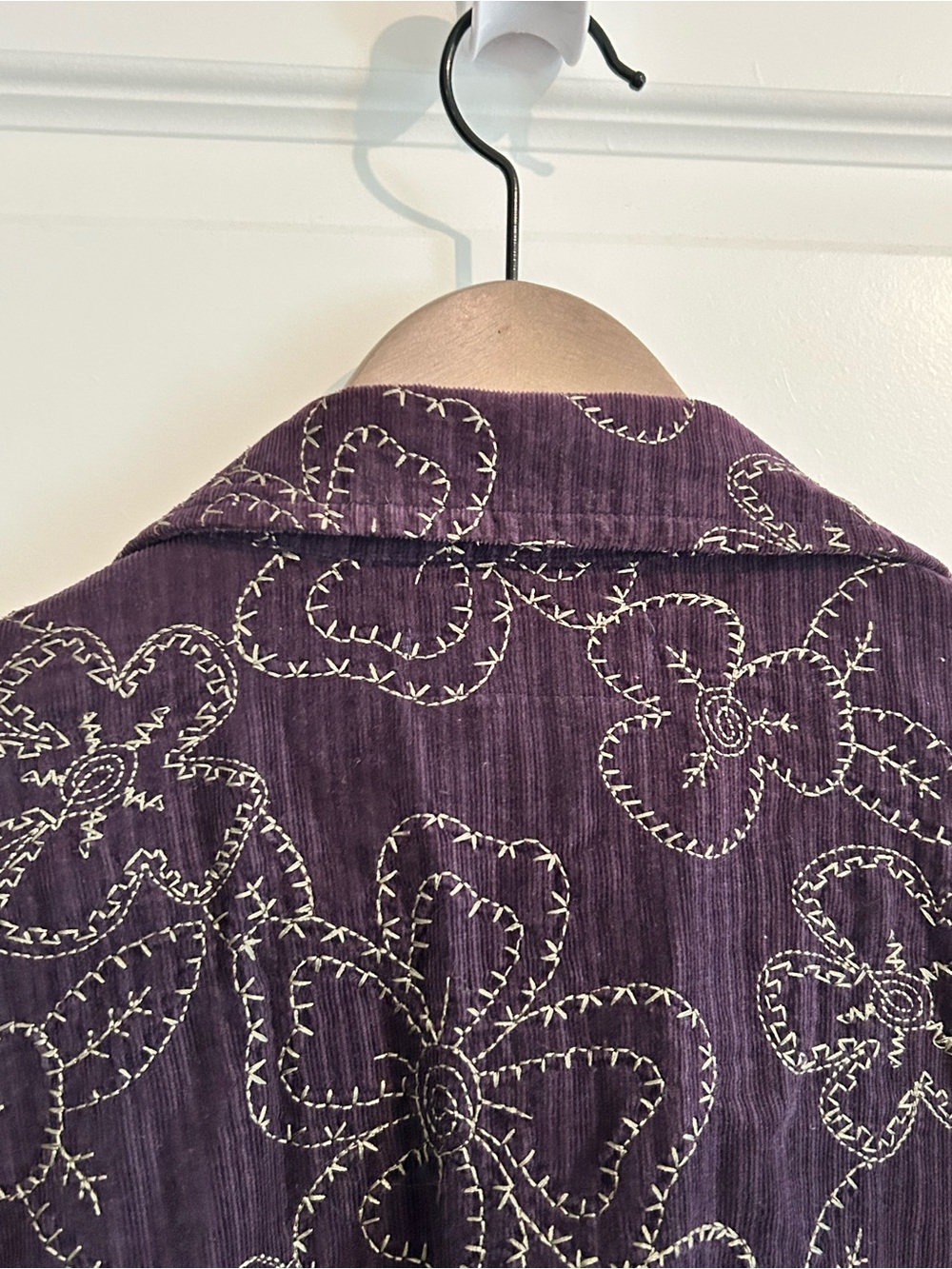 Flax Embroidered Lightweight Corduroy Blazer Purple Size L - Picture 12 of 13
